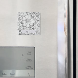 Íman Cinza Vintage Chinoiserie Floral Personalizada