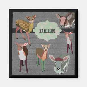 Íman Cinza Vintage Deer Magnet