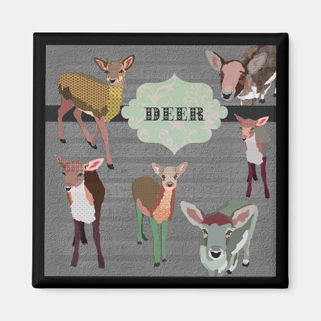 Íman Cinza Vintage Deer Magnet (Frente)