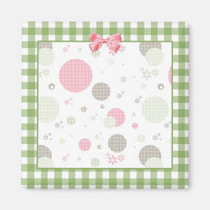 Íman Cinzas Cintilantes dos Círculos de Padrão Gingham 