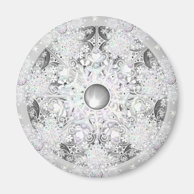 Íman Cinzas de rendas e flocos de neve cerâmicos (Frente)