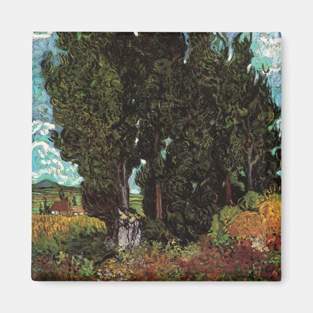 Íman Ciprestes com figuras femininas de Vincent van Gog (Frente)