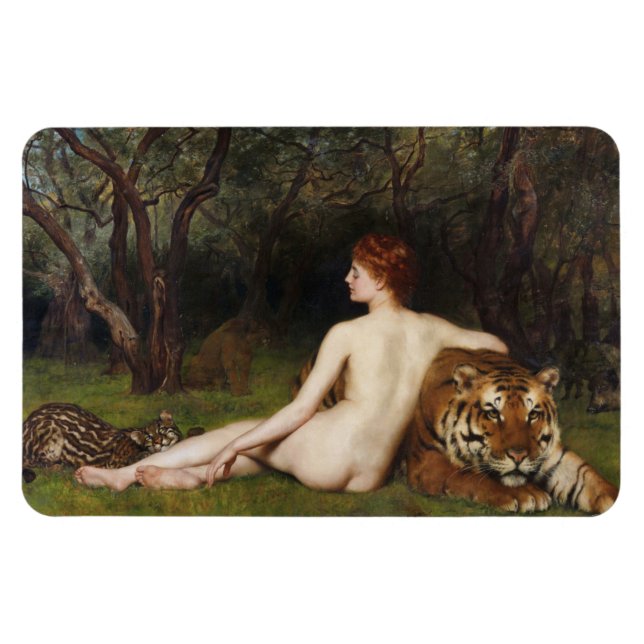 Íman Circe (Mulher, Tigre e Ocelot) (por John Collier) (Horizontal)
