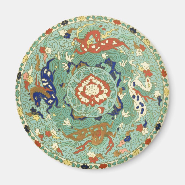 Íman Círculo Chinês Antigo Verde Azul (Frente)