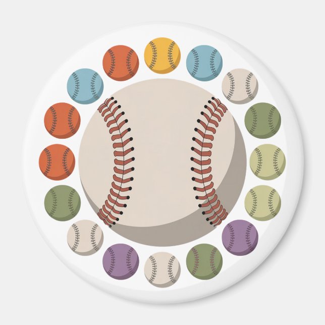 Íman Círculo Colorido de Baseball (Frente)