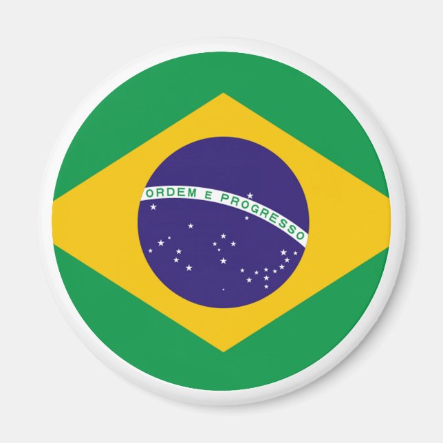 Íman Círculo de Bandeira do Brasil O Zazzle MUSEUM (Frente)