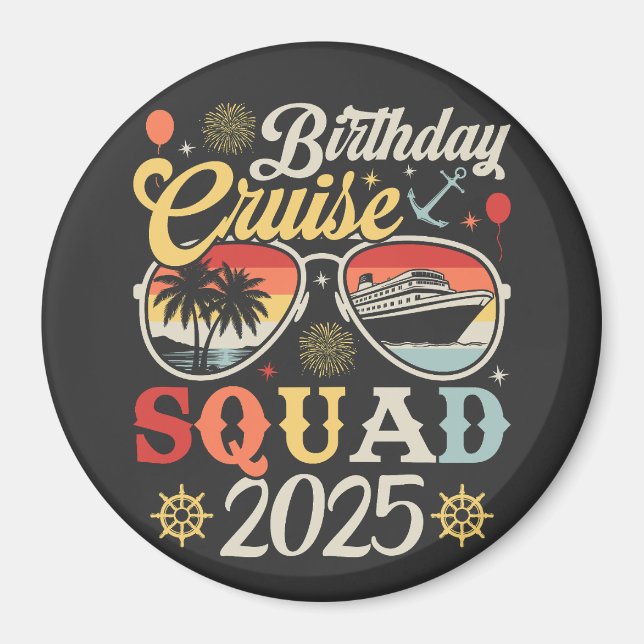 Íman Círculo de Correspondência Familiar Birthday Cruis (Frente)