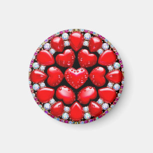 Íman Círculo de Joias Coração Vermelho