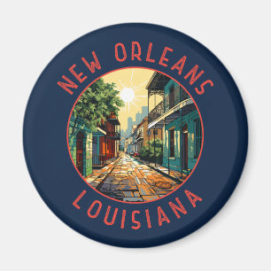 Íman Círculo Distorcido Retro de Nova Orleans Louisiana