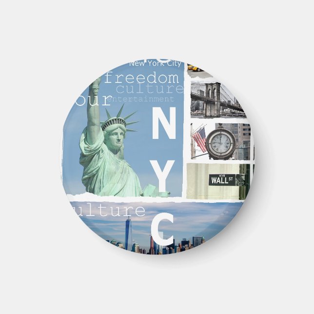 Íman Círculo Elegante Nova Iorque Nyc Modelo de Nyc (Frente)