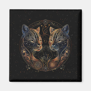 Íman Círculo Felino Artístico Gatos Gêmeos