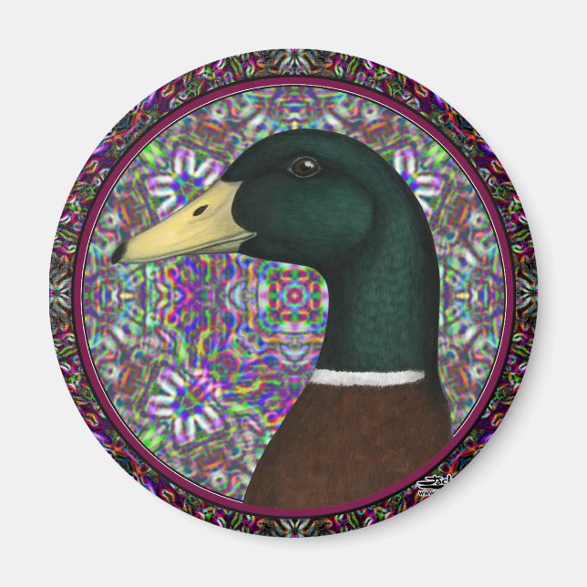 Íman Círculo Mosaico de Mallard Drake (Frente)