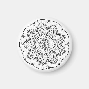 Íman Círculo preto & branco da mandala tirada mão da