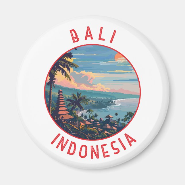 Íman Círculo Retro Distresso de Bali Indonésia (Frente)