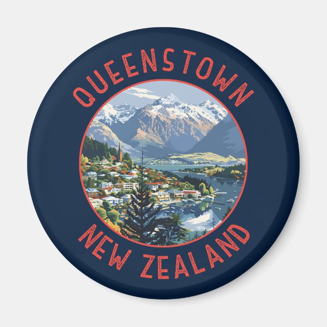 Íman Círculo Retroafresso de Queenstown Nova Zelândia (Frente)