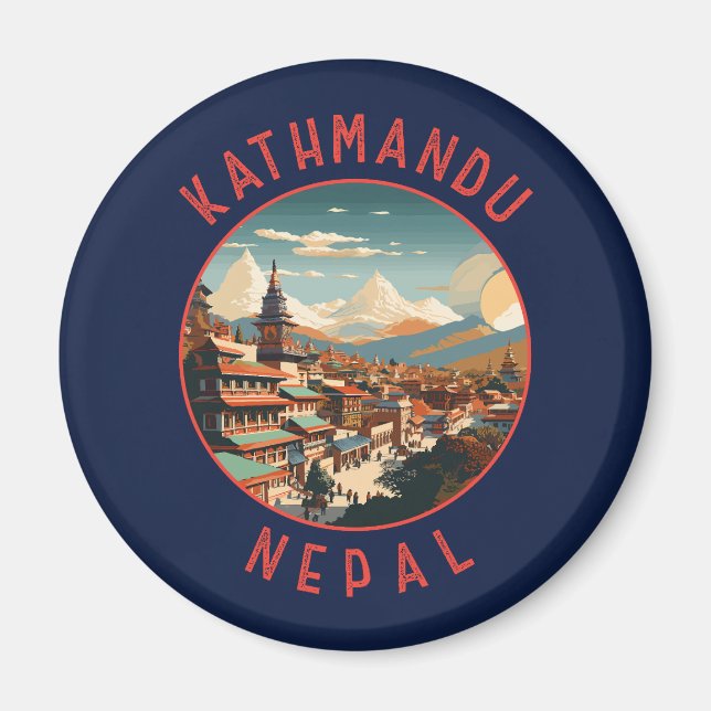 Íman Círculo Retrotraído de Katmandu Nepal (Frente)