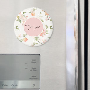 Íman Círculo Rosa Floral Fruta Coração Pêssego da Geórg