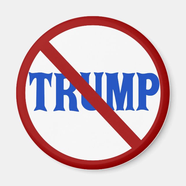 Íman Círculo Vermelho Anti-Trump com X (Frente)