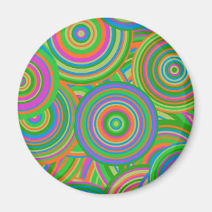 Íman Círculos abstratos em mod retro, verde e laranja-v