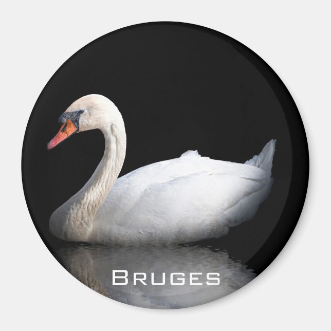 Íman Cisne branco sobre preto (Frente)