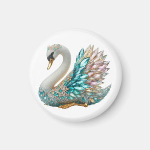 Íman Cisne de Diamante Brilhante Cristal Dourado Bling