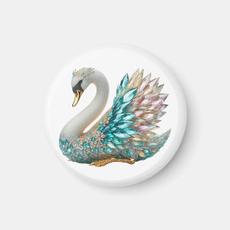 Íman Cisne de Diamante Brilhante Cristal Dourado Bling
