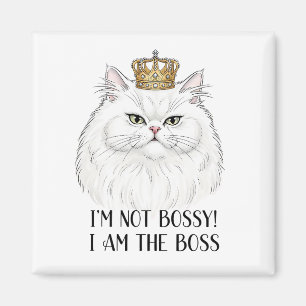 Íman Citação Branca Persa Gato Engraçado Bossy