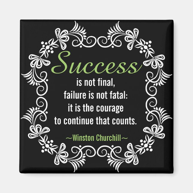 Íman Citação de Atitude Positiva de Churchill Motivacio (Frente)