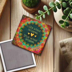 Íman Citação de escuta Bonito colorida Corações inspira