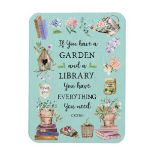 Íman Citação de jardinagem e biblioteca Jardim Floral