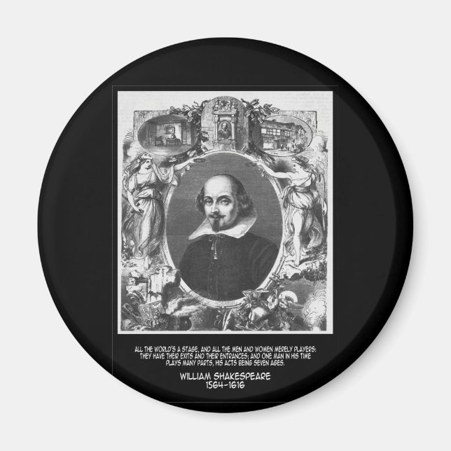 Íman Citação de Shakespeare ~ Todo o mundo é um Palco (Frente)