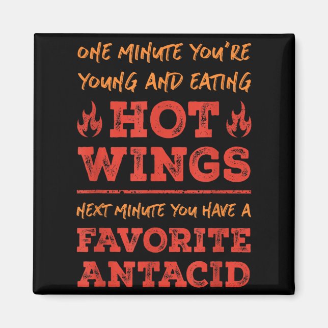 Íman Citação Divertida de Comida Hot Wings Bbq Frango B (Frente)