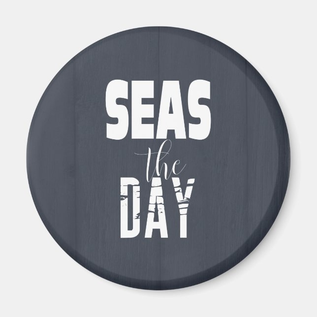 Íman Citação do Mar "Mares O Dia" Cinza Escuro Branco (Frente)