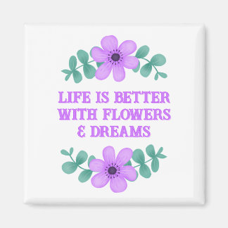 Íman Citação Inspiradora Crie seu próprio Floral Roxo