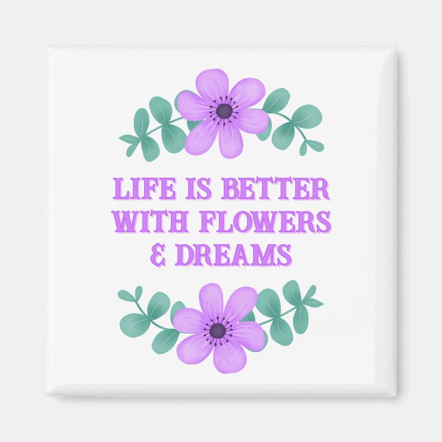 Íman Citação Inspiradora Crie seu próprio Floral Roxo (Frente)