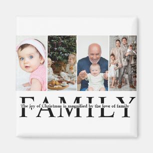 Íman Citação moderna de Natal para família com 4 fotos