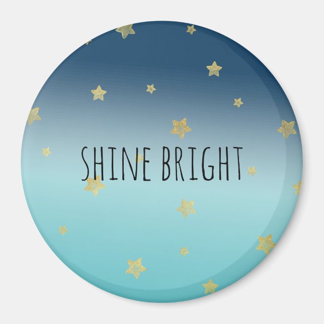 Íman citação personalizada do Dourado Stars Aqua Blue O (Frente)