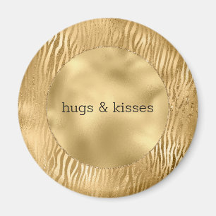 Íman citação personalizada do Glitz Zebra Dourada