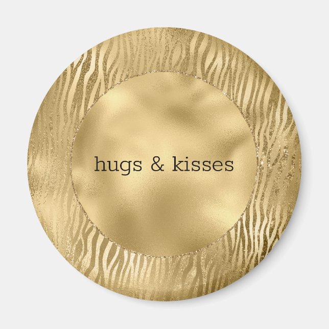 Íman citação personalizada do Glitz Zebra Dourada (Frente)