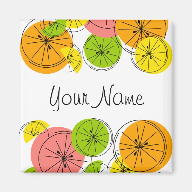 Íman Citrus Name magnet quadrado (Frente)