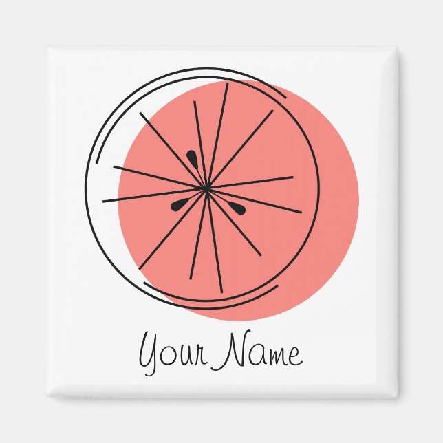 Íman Citrus Pink Name Magnet Square (Frente)
