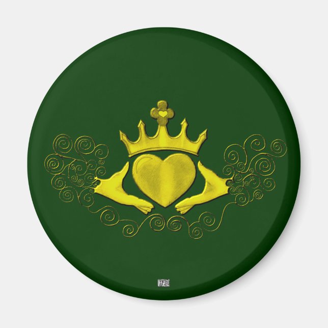 Íman Claddagh (Dourado) (Frente)