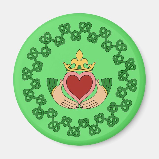 Íman Claddagh e Green Knotwork (Frente)