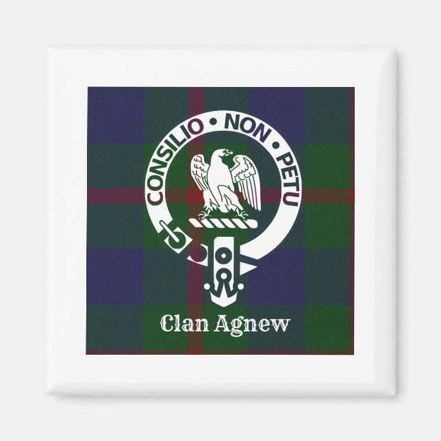 Íman Clan Agnew Crest Crachá e Tartan (Frente)