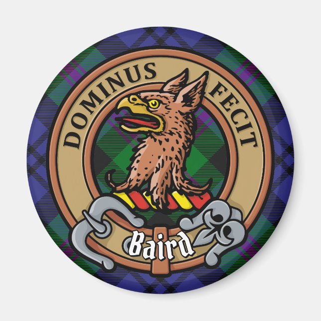 Íman Clan Baird Crest sobre Tartan (Frente)