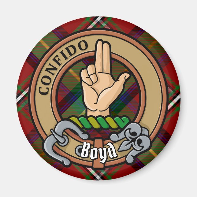 Íman Clan Boyd Crest sobre Tartan (Frente)