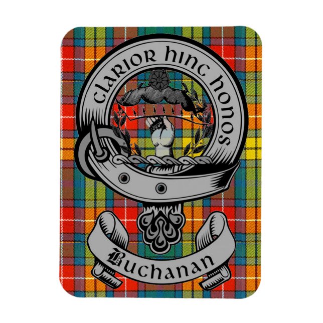 Íman Clan Buchanan Crest Crachá & Tartan (Vertical)