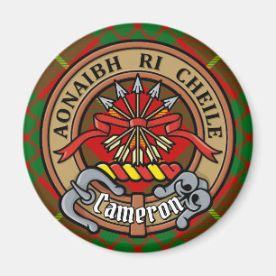 Íman Clan Cameron Crest sobre Tartan
