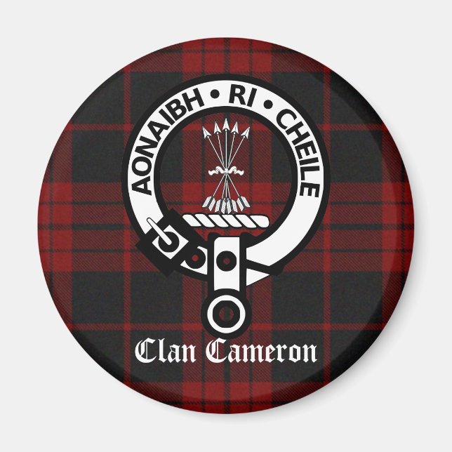 Íman Clan Cameron Crest & Tartan (Frente)