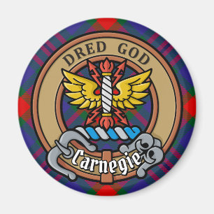 Íman Clan Carnegie Crest sobre Tartan